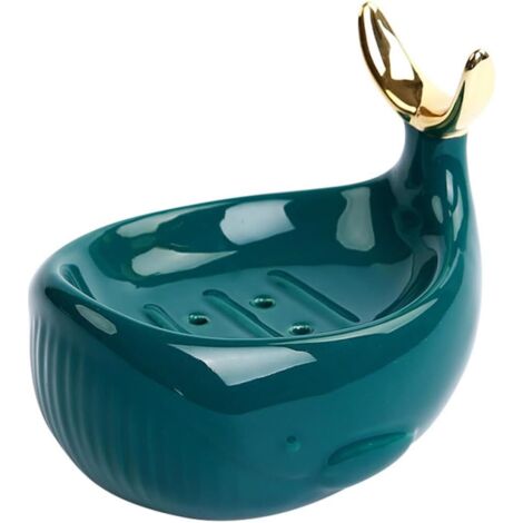 Porte-savon baleine en céramique nordique avec égouttoir pour salle de bain (1/5)