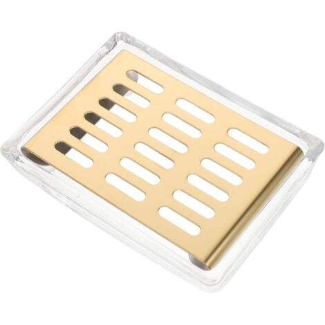 Porte-savon en verre à double couche avec acier inoxydable doré (1/5)