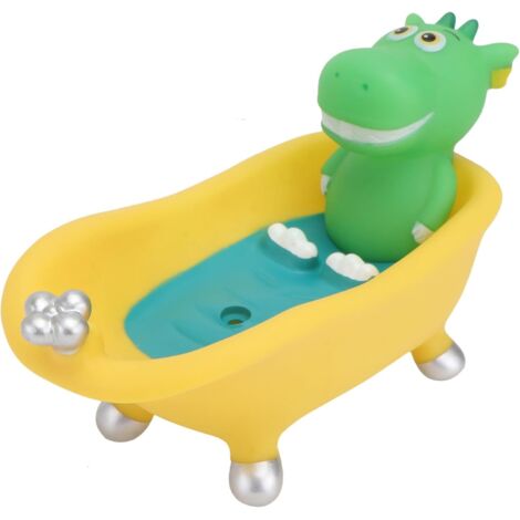 Porte-savon dinosaure dessin animé en forme de baignoire, évacuation en plastique (1/5)