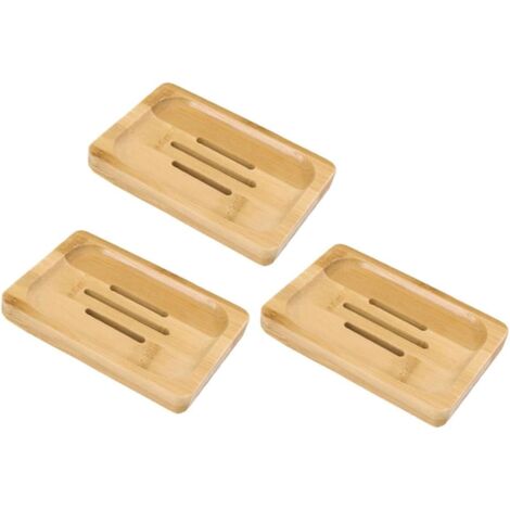 Ensemble de 3 porte-savons en bois avec plateau d'égouttage. (1/5)