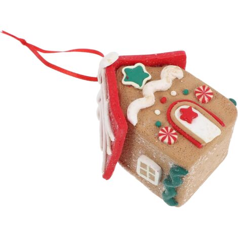 Décoration de Noël en argile, petite maison à suspendre, pendentif intérieur (1/5)