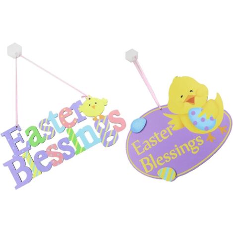 Ensemble de 2 pendentifs en bois en forme d'œuf de Pâques, colorés (1/5)