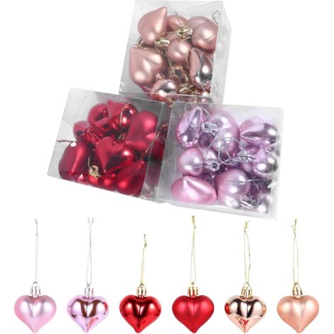 Ensemble de 36 boules de Noël en forme de cœur à suspendre pour la Saint-Valentin (1/5)