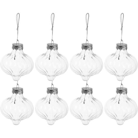 Lot de 8 boules de Noël en forme d'oignon, à remplir, en plastique (1/5)