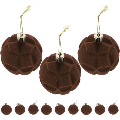 Boules de Noël en plastique floqué velours de 6 cm, décorations de fêtes (1/5)