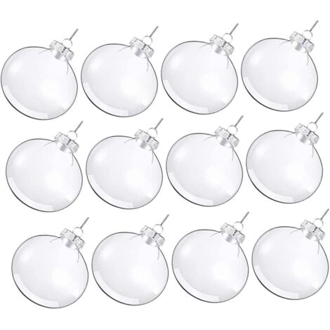 12 boules de Noël plates en plastique de 60 mm à suspendre et à remplir (1/5)