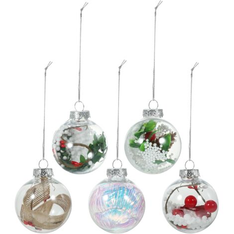 Lot de 6 boules de Noël creuses en plastique pour sapin, à suspendre. (1/5)