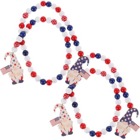 Guirlande de perles en bois pour la fête de l'indépendance avec breloque gnome et (1/5)
