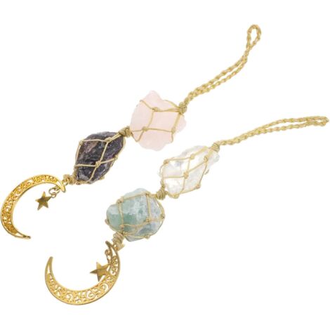Ensemble de 2 ornements suspendus en cristal pour voiture avec quartz rose (1/5)