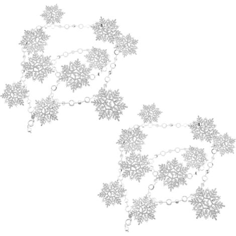 Lot de 2 pendentifs flocons de neige argentés à paillettes pour Noël (1/5)