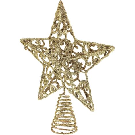 Étoile de Noël à 5 branches, pendentif en métal doré, pour sapin. (1/5)