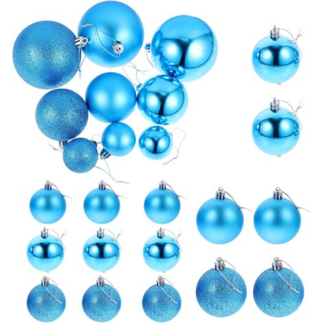 Boules de Noël à suspendre, ensemble de 24 pièces, bleu lac (1/5)