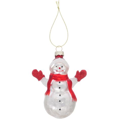 Ornement bonhomme de neige en verre soufflé à la main, petite figurine à suspendre (1/5)