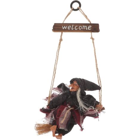Ornement de sorcière vintage pour Halloween, gris et rouge, rétro (1/5)