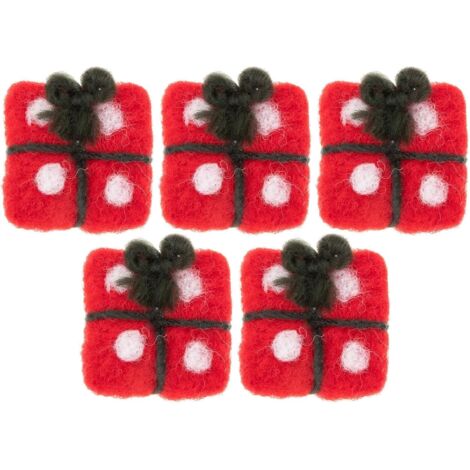 Boîte de décorations de Noël en feutrine de laine, 5 pièces, sapin de Noël rouge (1/5)