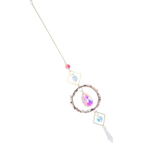 Pendentif attrape-soleil en cristal de fluorite naturelle avec prisme (1/5)