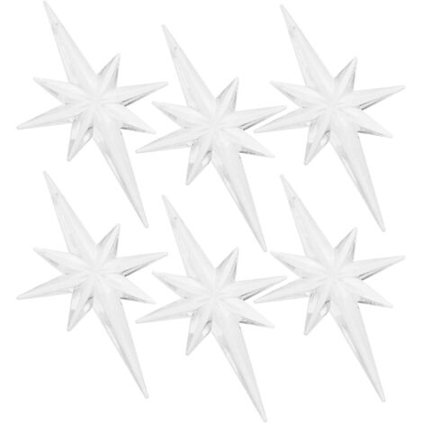 Lot de 6 pendentifs de Noël octogonaux en acrylique en forme d'étoile pour sapin de Noël (1/5)