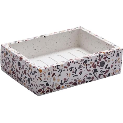 Porte-savon imitation terrazzo avec égouttoir en résine (1/5)