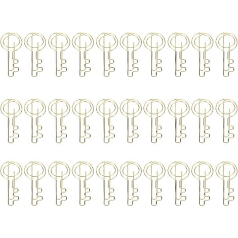 Trombones en métal en forme de clé, lot de 30, dorés, mignons, pour documents (1/5)