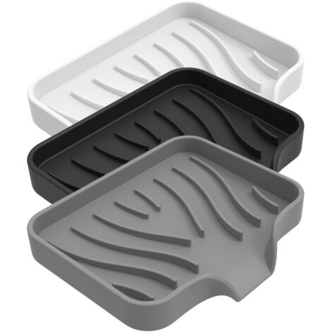 Ensemble de 3 porte-savons en silicone auto-drainants avec revêtement antidérapant (1/5)