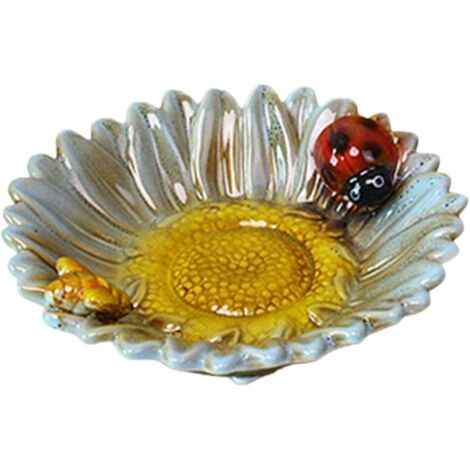 Porte-savon en céramique orné d'insectes bleu-vert et de tournesols (1/5)