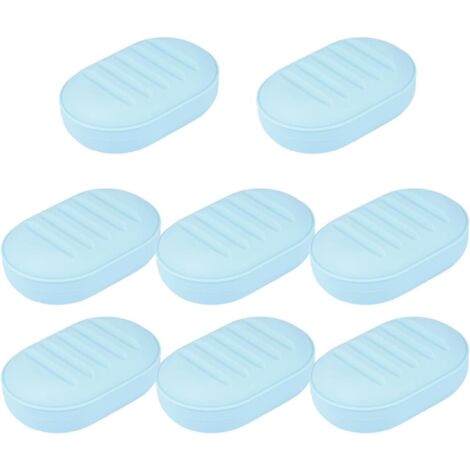 Ensemble de 8 porte-savons en plastique bleu clair avec couvercle pour salle de bain (1/5)