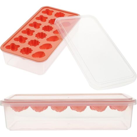 Ensemble de 2 moules à glaçons carrés en forme de fleur, en silicone flexible. (1/5)