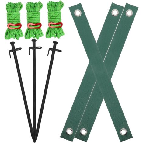 Kit de piquets d'arbres robustes avec sangles anti-ouragan et acier noir
