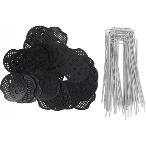 40 piquets de jardin en forme de U avec joints en plastique pour pelouse (1/5)