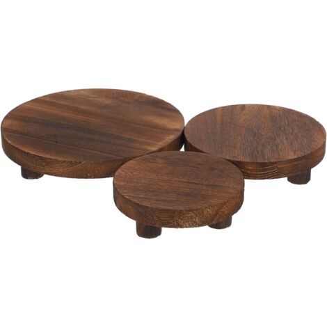 Ensemble de 3 supports ronds en bois pour pots de fleurs (1/5)