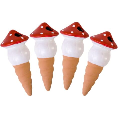 Lot de 4 globes d'arrosage en céramique en forme de champignon, à arrosage automatique (1/5)
