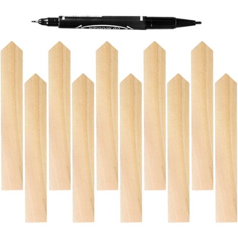 Étiquettes en bois pour plantes, marqueurs de jardin avec stylo, 11 pièces vierges (1/5)