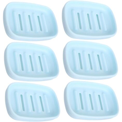 Ensemble de 6 porte-savons bleu clair avec couvercle antidérapant pour savon de douche (1/5)