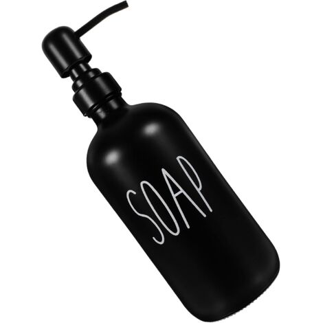 Distributeur de savon en verre épais 500 ml avec insert en acier inoxydable noir (1/5)