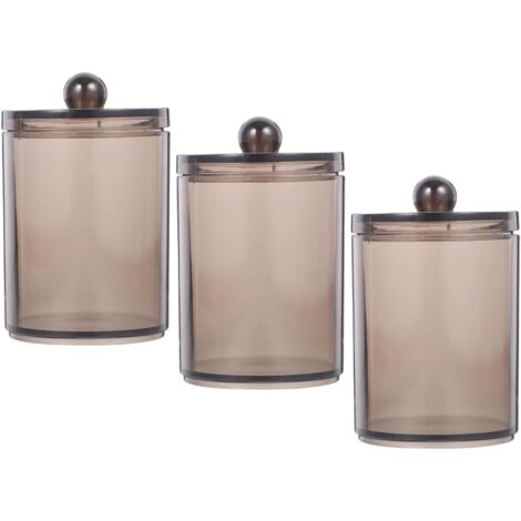 Lot de 3 boîtes de rangement noires pour cotons-tiges avec couvercle et coussinets en coton. (1/5)