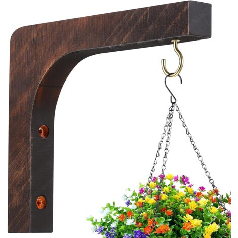 Crochet de suspension en bois pour plantes, utilisable à l'intérieur et à l'extérieur, à fixer au mur. (1/5)
