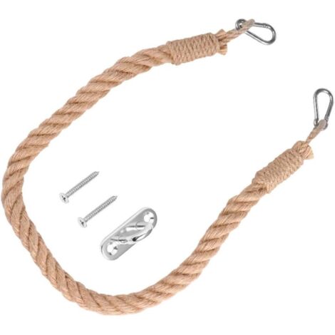 Porte-papier toilette rétro en corde, 45 cm, kaki, fixation murale sans outil (1/5)