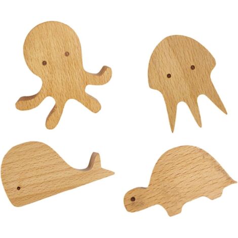 De 4 Crochets Muraux D coratifs En Bois Motifs Animaux (1/5)