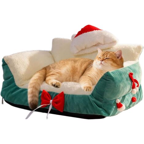 canap pour chat nid de couchage d hiver avec design de No l (1/5)