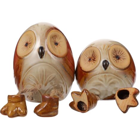 de 2 Figurines D coratives de Hiboux Suspendus en C ramique (1/5)