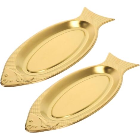 pi ces Plateau de Service Poisson INOX Dor Lot Design (1/5)