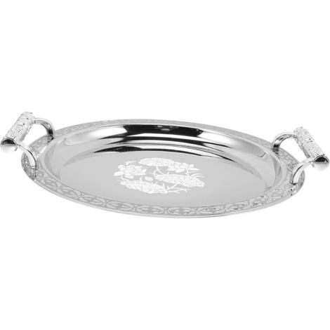 Rond Motifs Floraux Argent Plateau de Service L ger et (1/5)