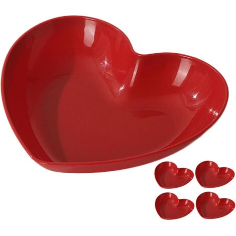 pi ces Lot de Assiettes Reutilisables Forme Coeur Rouge (1/5)