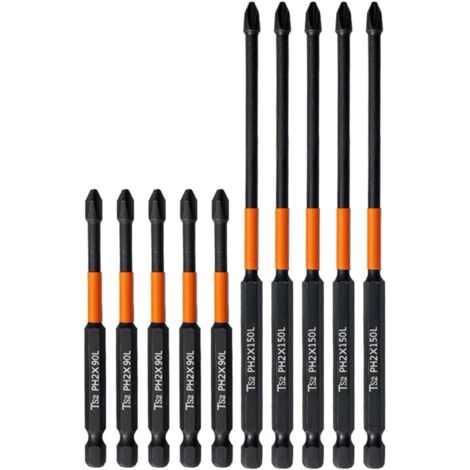 de 10 embouts de tournevis PH2 tige hexagonale de 2 5 x 10 2 (1/5)