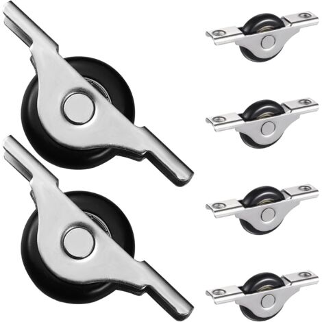 de 6 roulettes noires en nylon pour portes coulissantes de (1/5)