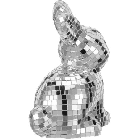 d corative lapin en verre miroir argent statue disco pour d (1/5)
