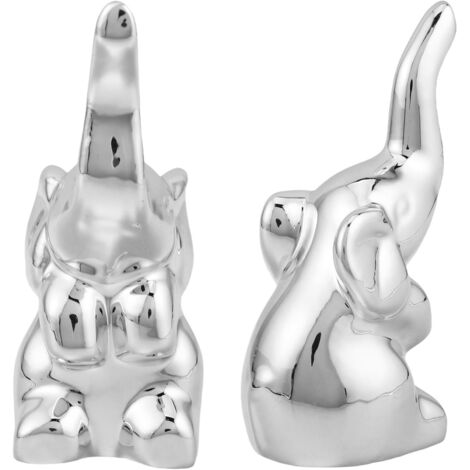 d l phants en c ramique argent e lot de 2 d coration de (1/5)