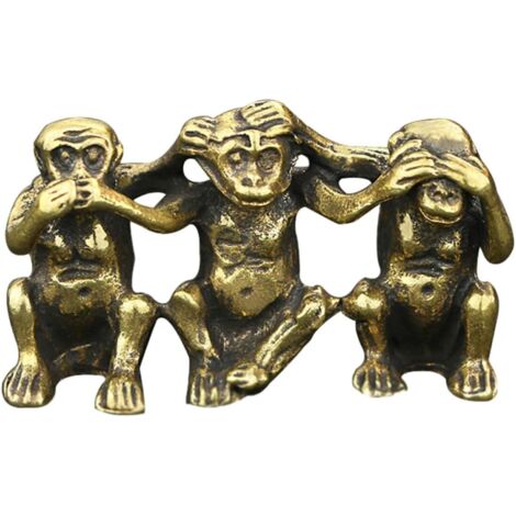 de singe en laiton pur 3 singes sages Ne rien voir ne rien (1/5)