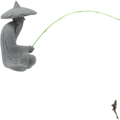 figurine d corative de p cheur en r sine pour aquariums et (1/5)