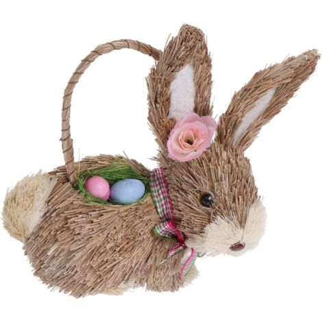 de lapin de P ques en paille tress e la main figurine d (1/5)